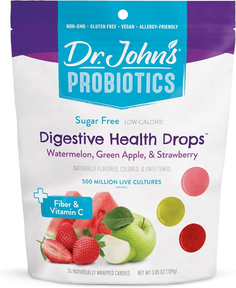 Dr. John's Healthy Sweets Dr. John's Probiotics Digestive Health Drops - Watermelon, Green Apple & Strawberry - Image 1